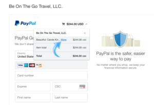 Use PayPal to purchase your Bee On The Go Travel tour